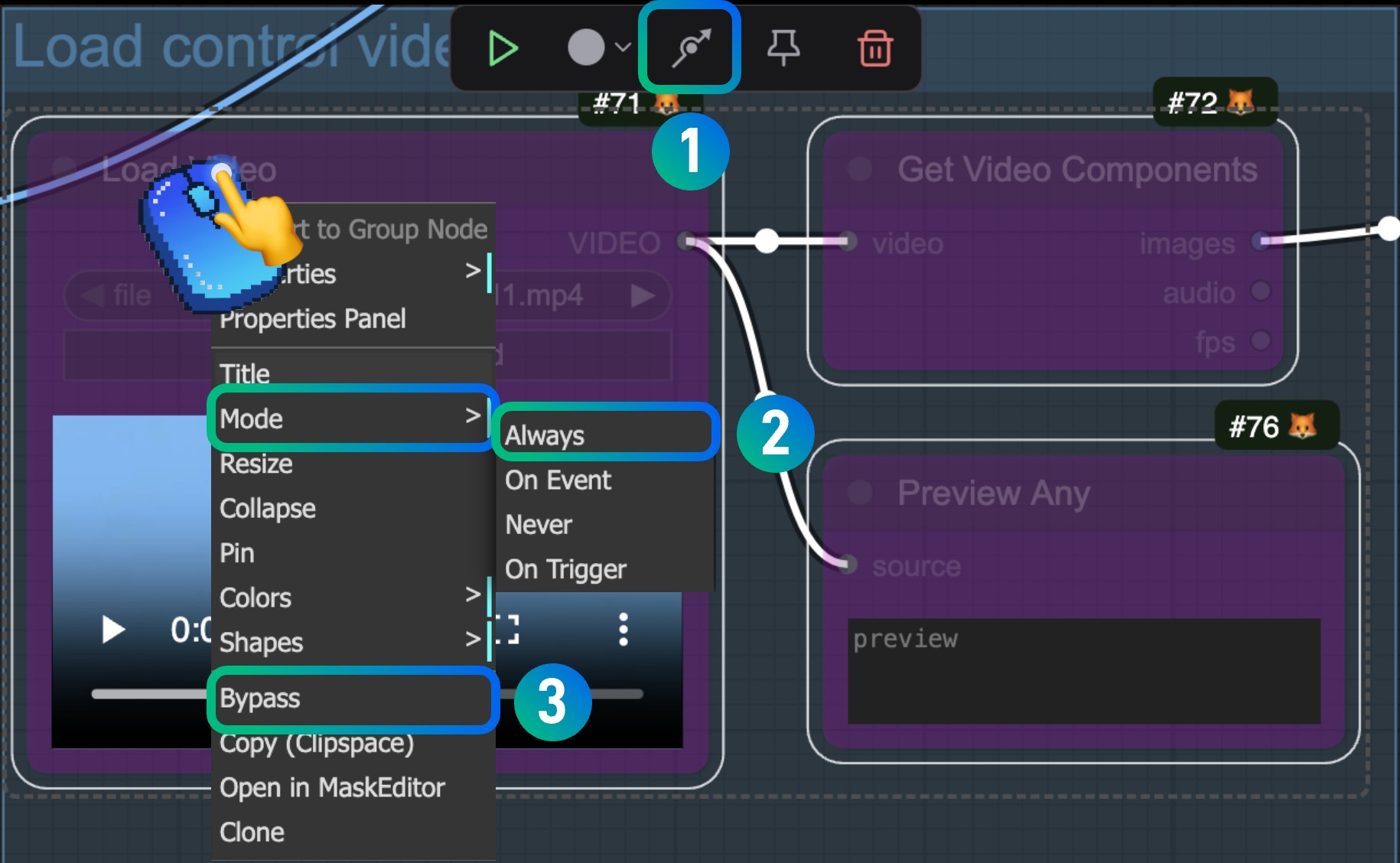 ComfyUI Cancel Bypass