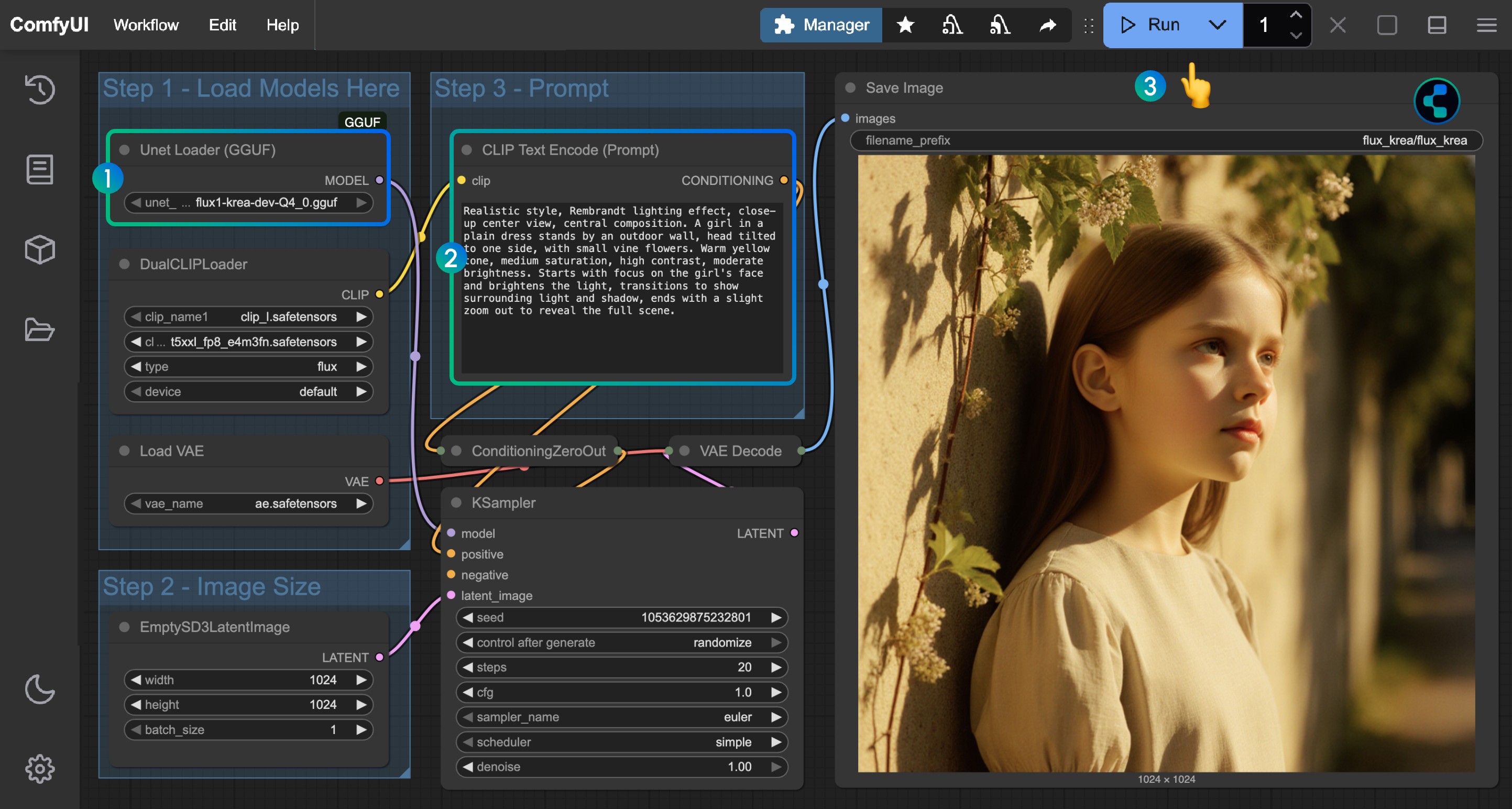 ComfyUI Flux Krea Dev GGUF Workflow