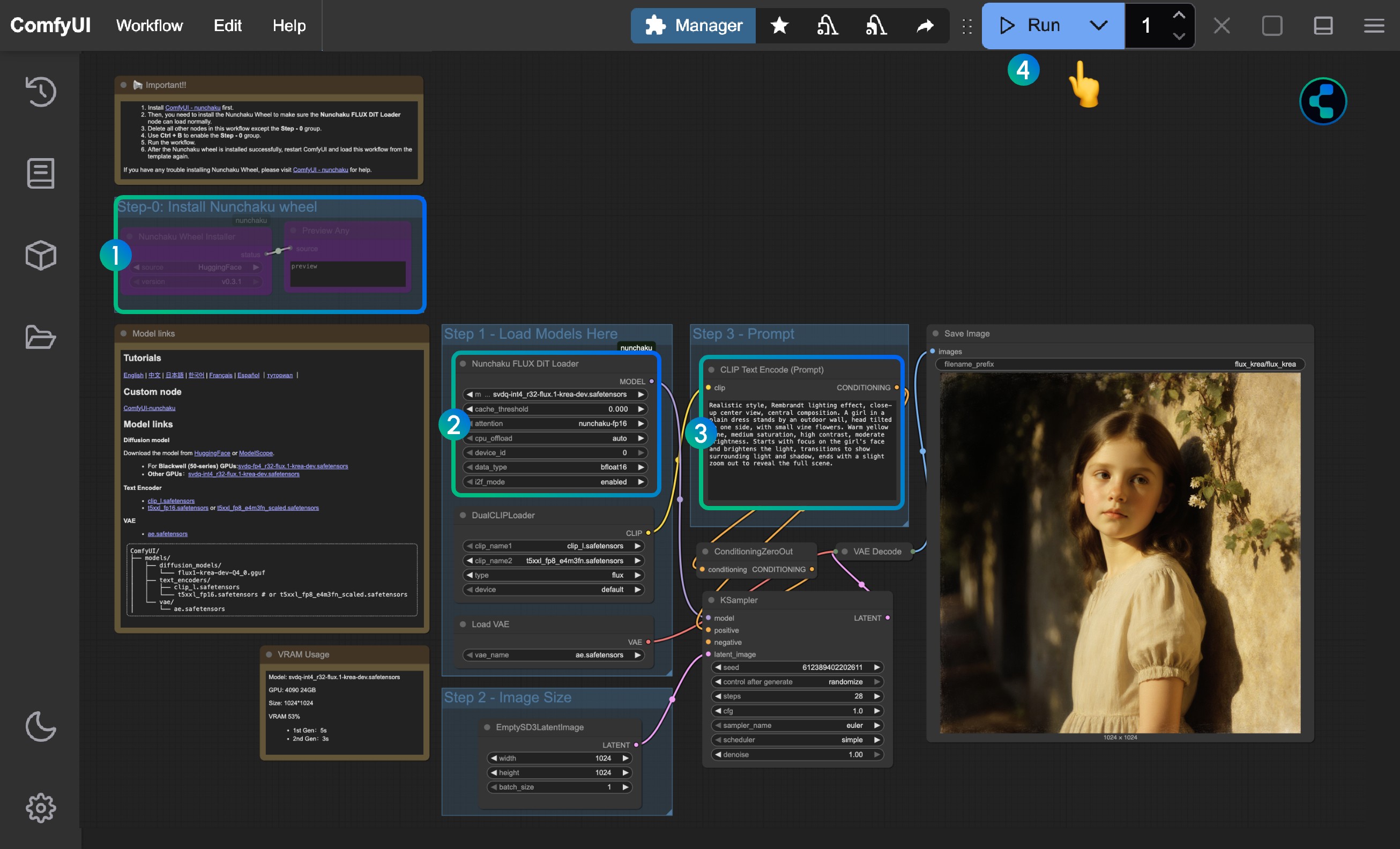 ComfyUI Flux Krea Dev Nunchaku Workflow